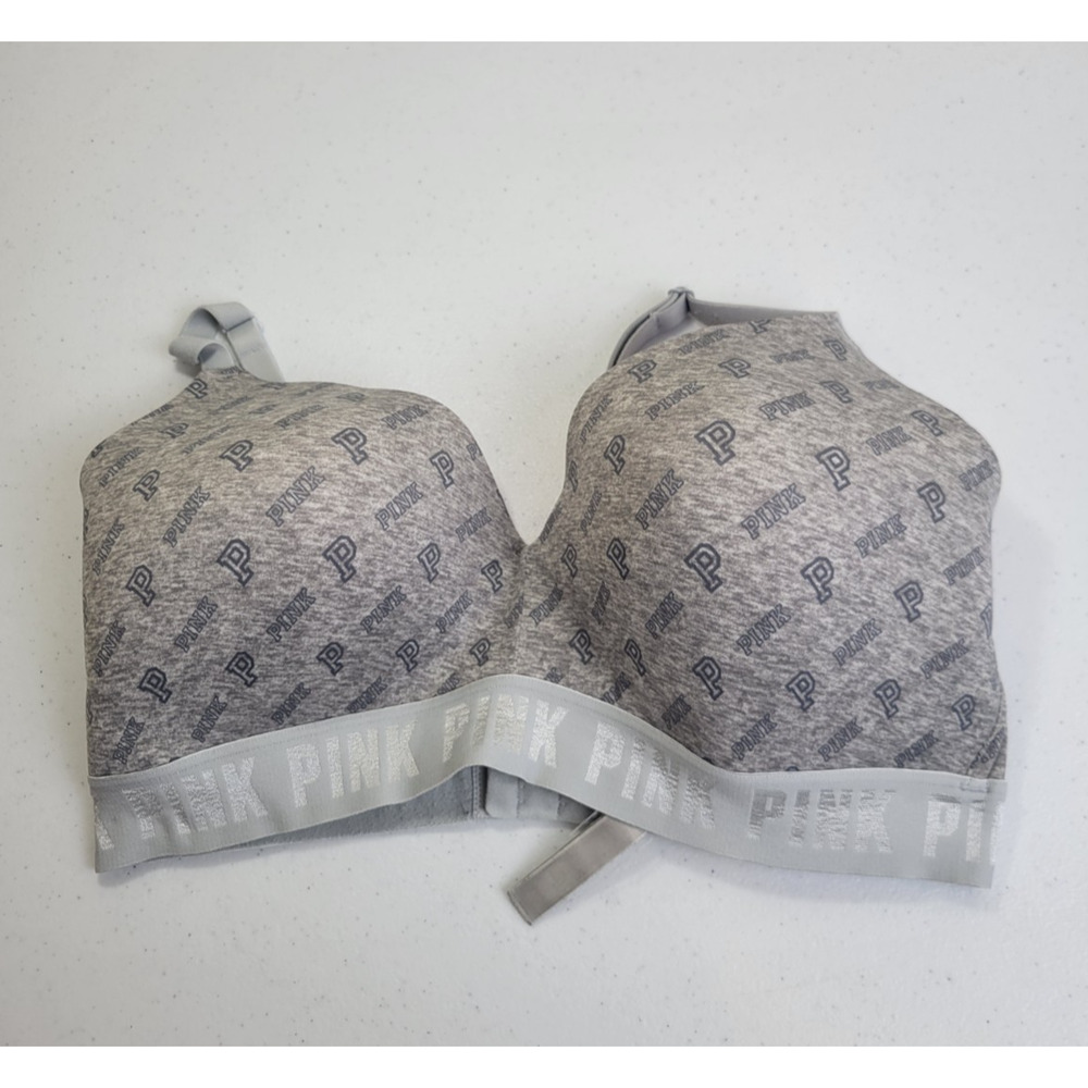 Victoria's Secret Pink Wear‎ Everywhere Gray Convertible Wire Free Bra Size 36DD